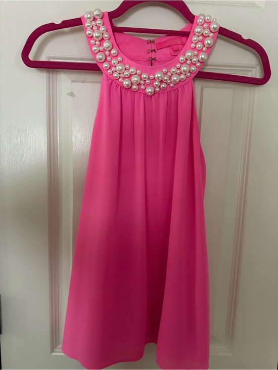 Lilly Pulitzer Tops - Embellished Pearl Collar Pink Halter Dress